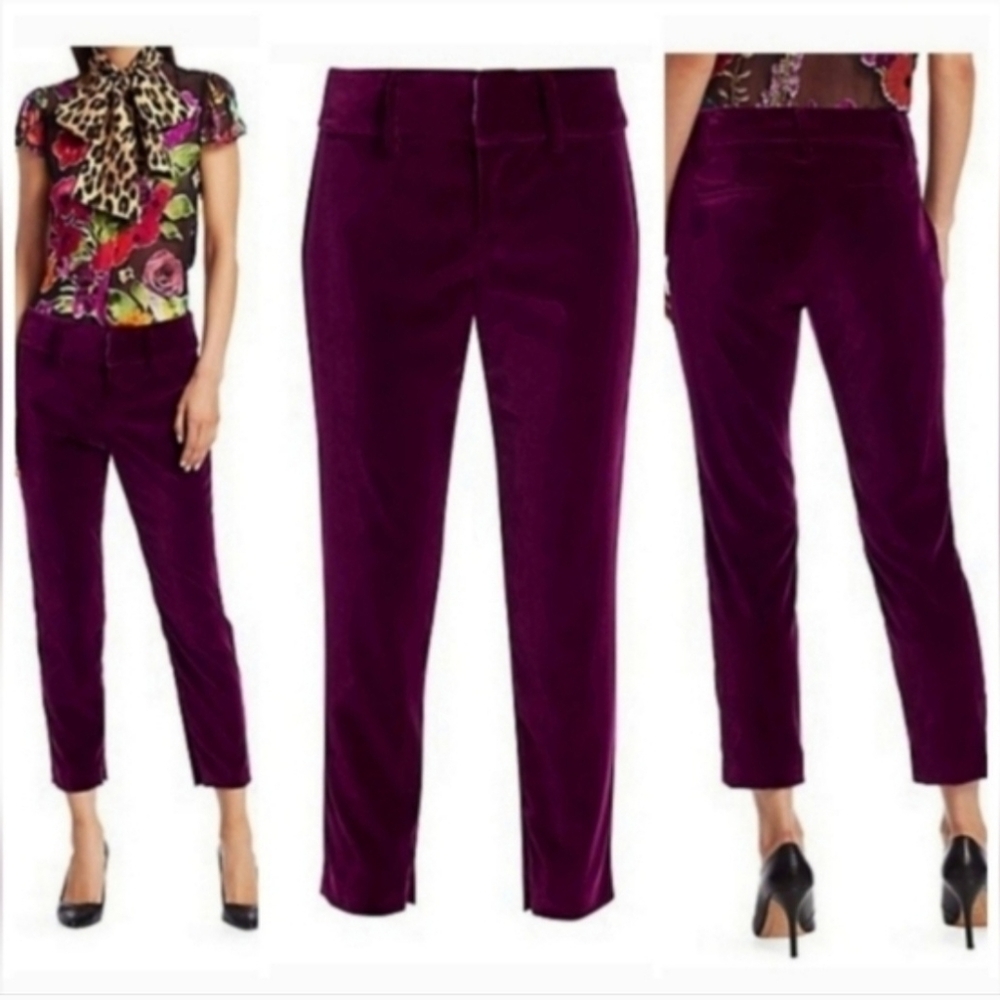 Alice + Olivia Stacey Slim High-rise Velvet Ankle Trousers SIZE 8